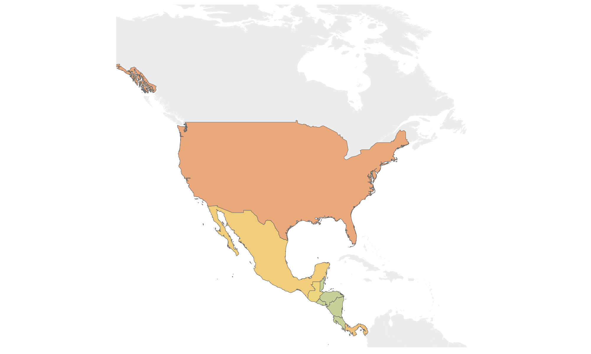 North & Central America map