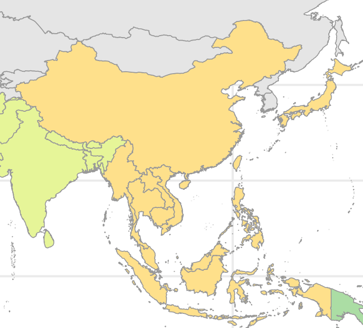 East & Southeast Asia map